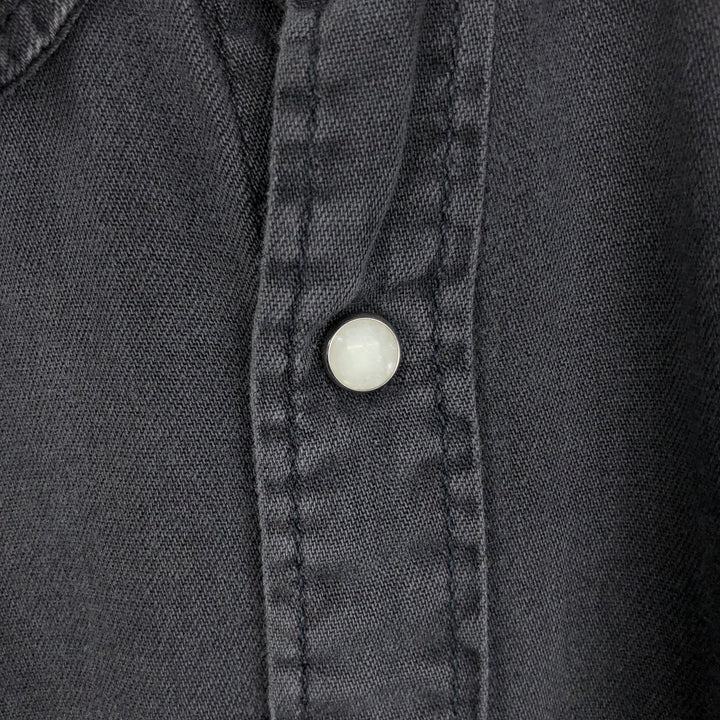 1990'S Levi's 60555-0565 Long-Sleeve Denim Western Shirt, Men's Size XL (Equivalent), Vintage cotton black type Vintage Second Hand