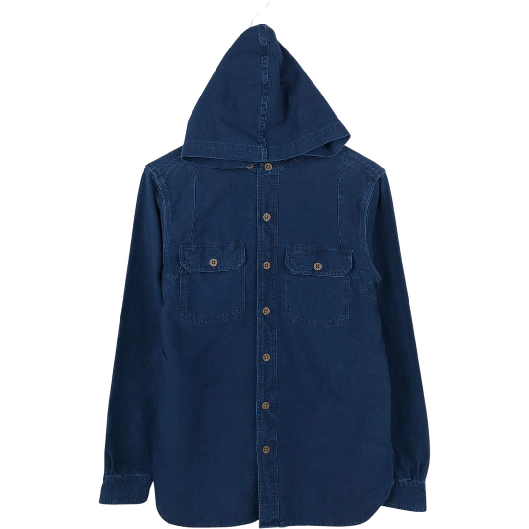 Ralph Lauren CLASSIC FIT INDIGO Hooded Long-Sleeve Cotton Shirt (Men's Size S) cotton Indigo Vintage Second Hand