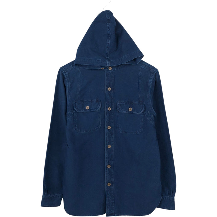 Ralph Lauren CLASSIC FIT INDIGO Hooded Long-Sleeve Cotton Shirt (Men's Size S) cotton Indigo Vintage Second Hand