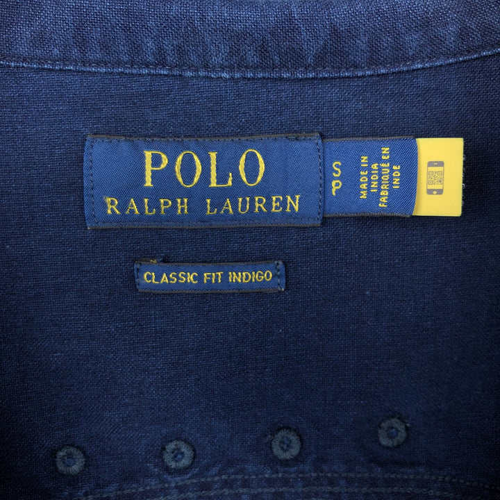 Ralph Lauren CLASSIC FIT INDIGO Hooded Long-Sleeve Cotton Shirt (Men's Size S) cotton Indigo Vintage Second Hand