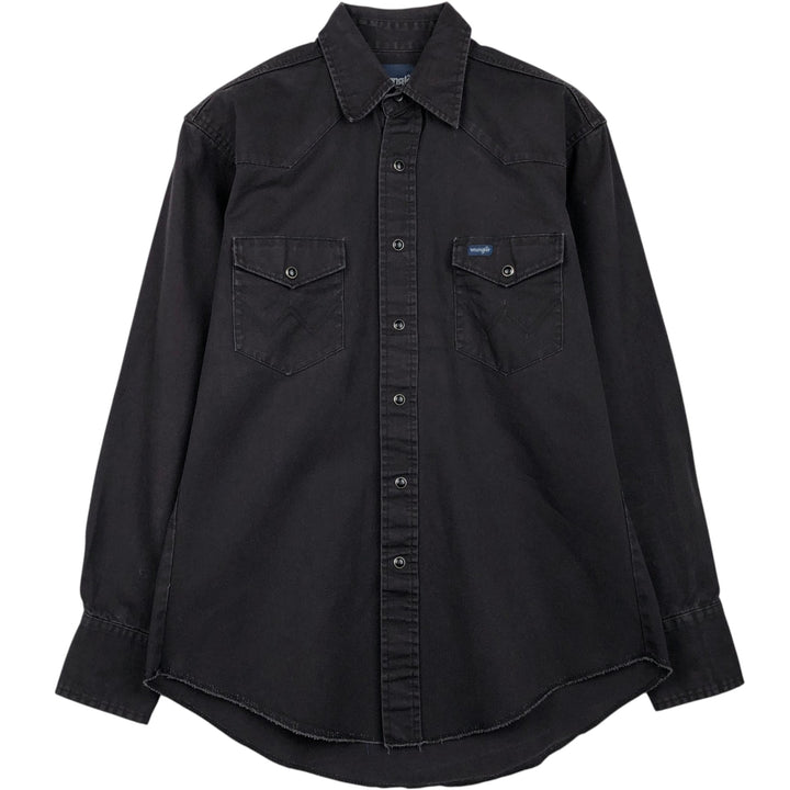 Wrangler Long-Sleeve Western Shirt, Men's Size L (approx.) unclear black type Vintage Second Hand