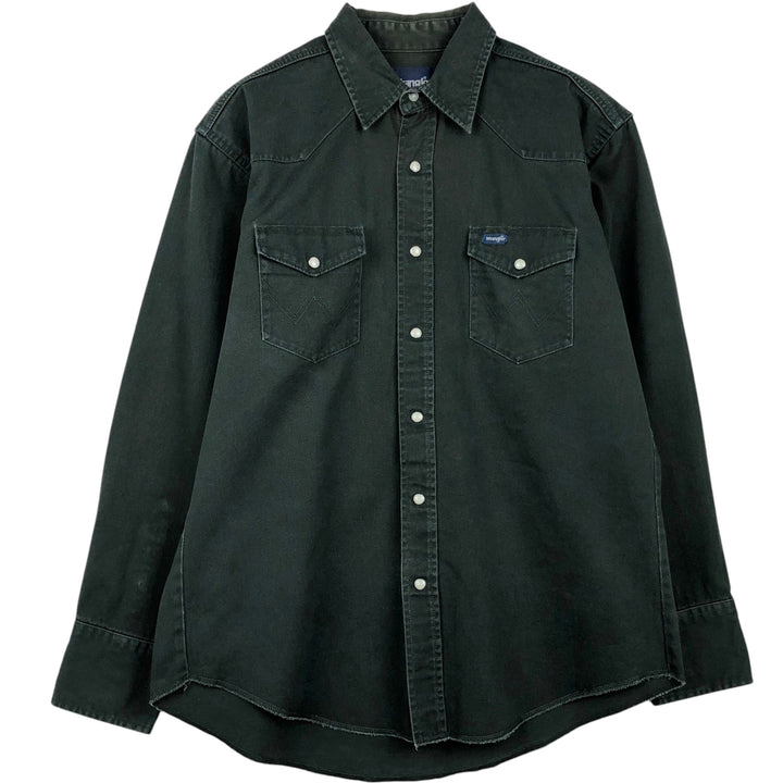 Wrangler Long-Sleeve Western Shirt, Men's Size XL (approx.) unclear Green type dark green Vintage Second Hand