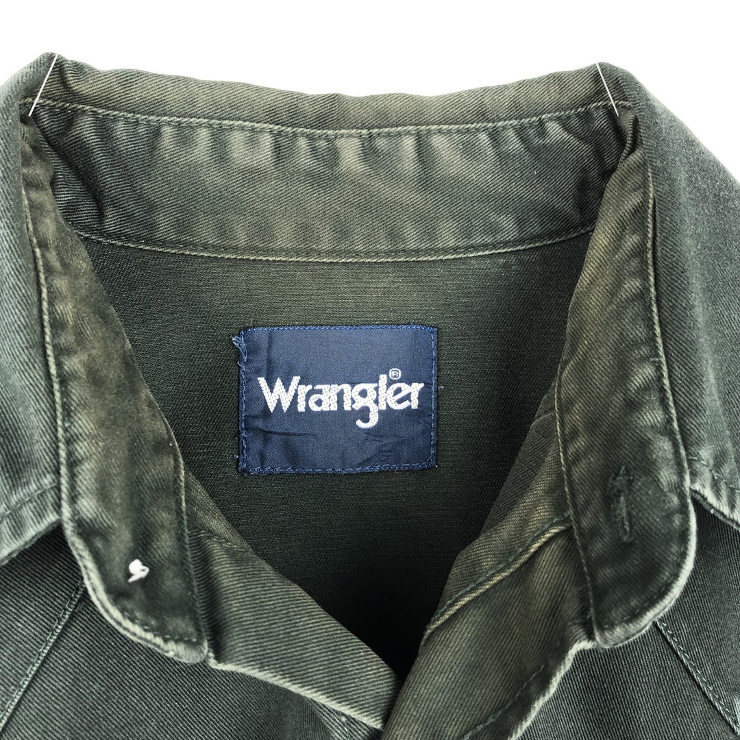 Wrangler Long-Sleeve Western Shirt, Men's Size XL (approx.) unclear Green type dark green Vintage Second Hand