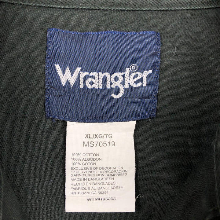 Wrangler Long-Sleeve Western Shirt, Men's Size XL (approx.) cotton Green type dark green Vintage Second Hand