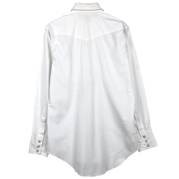 1970'S Wrangler Long-Sleeve Western Shirt, Made in USA, Men's Size L (Equivalent), Vintage cotton white type Vintage Second Hand