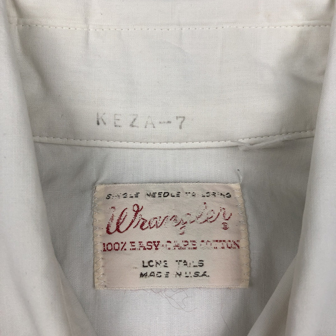 1970'S Wrangler Long-Sleeve Western Shirt, Made in USA, Men's Size L (Equivalent), Vintage cotton white type Vintage Second Hand