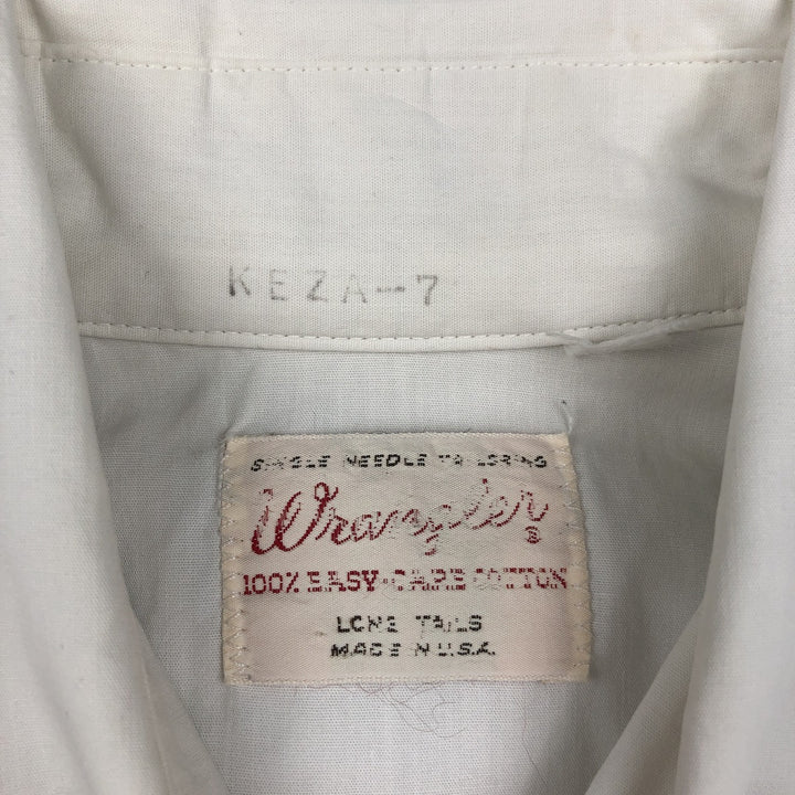 1970'S Wrangler Long-Sleeve Western Shirt, Made in USA, Men's Size L (Equivalent), Vintage cotton white type Vintage Second Hand