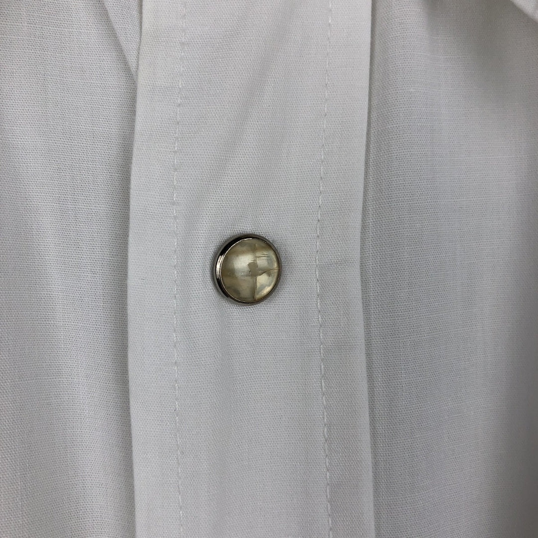 1970'S Wrangler Long-Sleeve Western Shirt, Made in USA, Men's Size L (Equivalent), Vintage cotton white type Vintage Second Hand