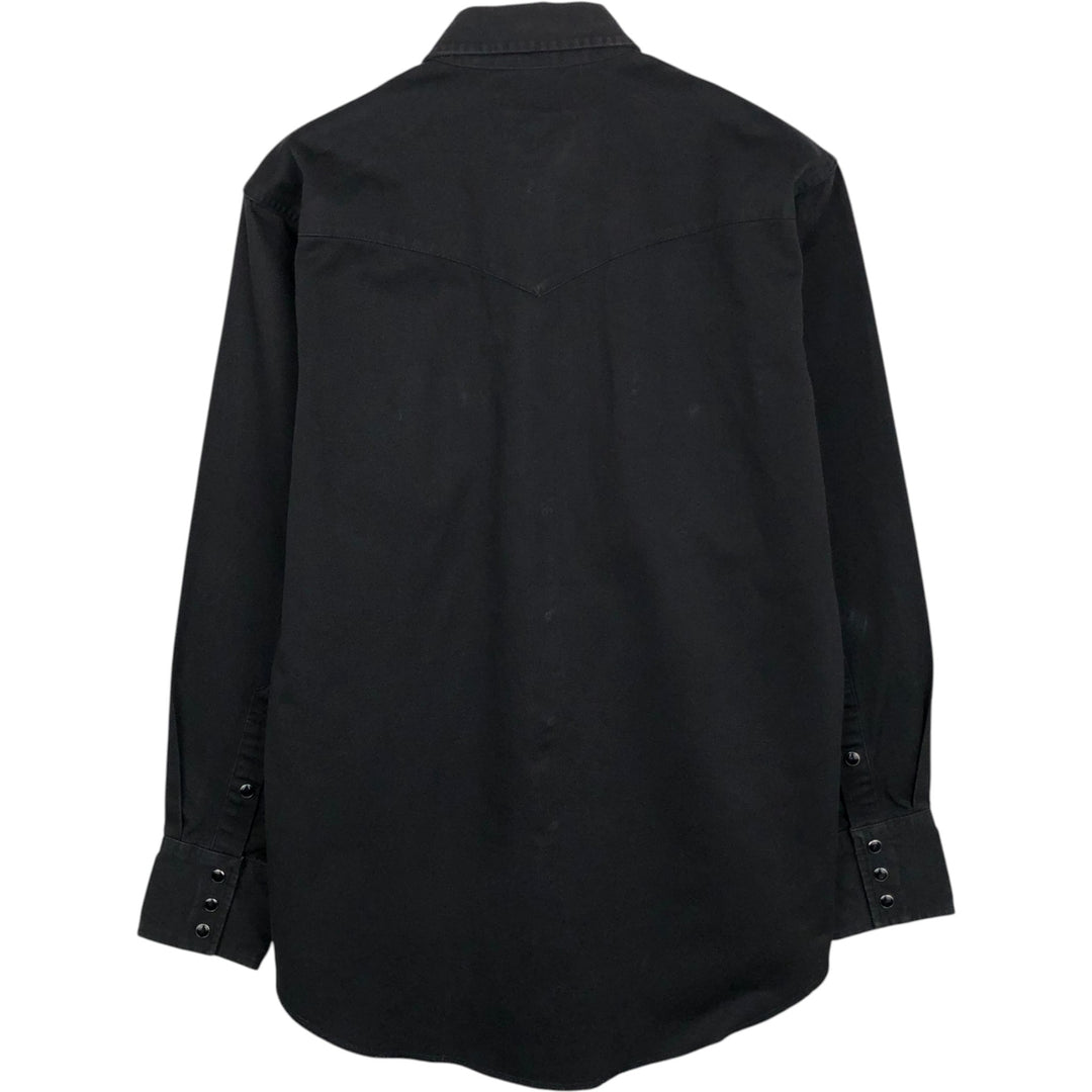 80s-90'S Wrangler Long-Sleeve Western Shirt, Men's Size M (Equivalent), Vintage cotton black type Vintage Second Hand