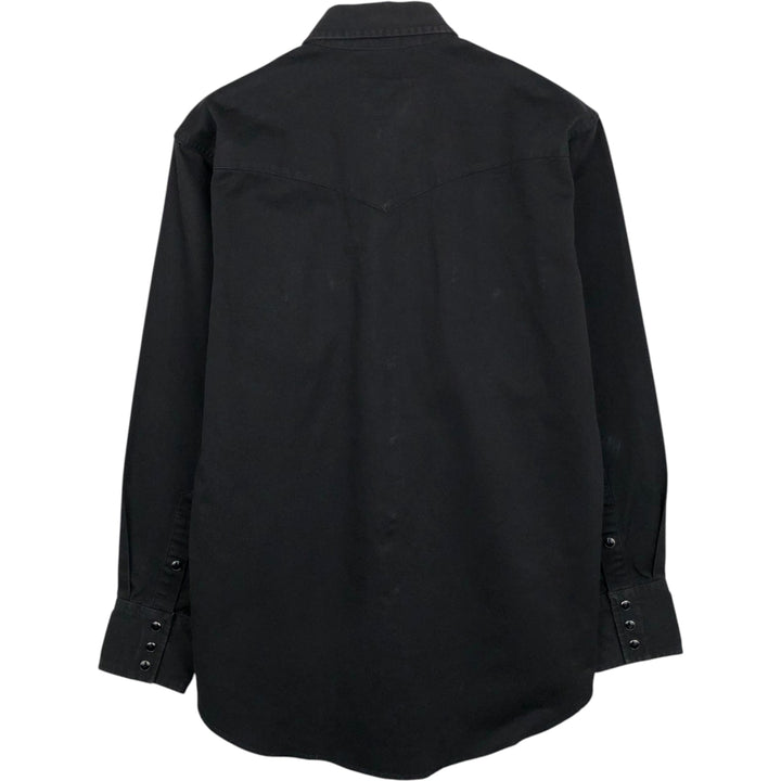 80s-90'S Wrangler Long-Sleeve Western Shirt, Men's Size M (Equivalent), Vintage cotton black type Vintage Second Hand