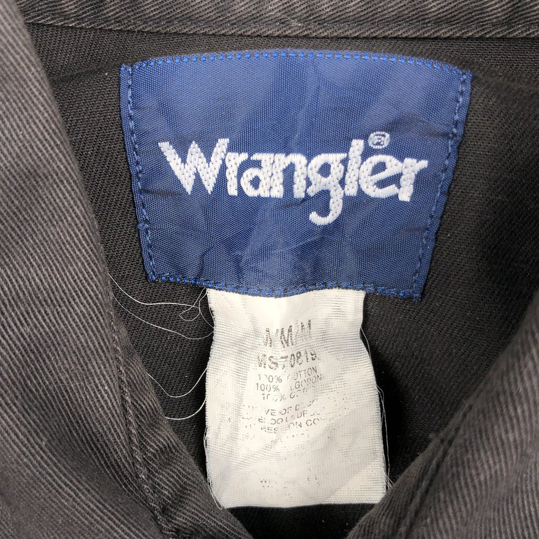 80s-90'S Wrangler Long-Sleeve Western Shirt, Men's Size M (Equivalent), Vintage cotton black type Vintage Second Hand