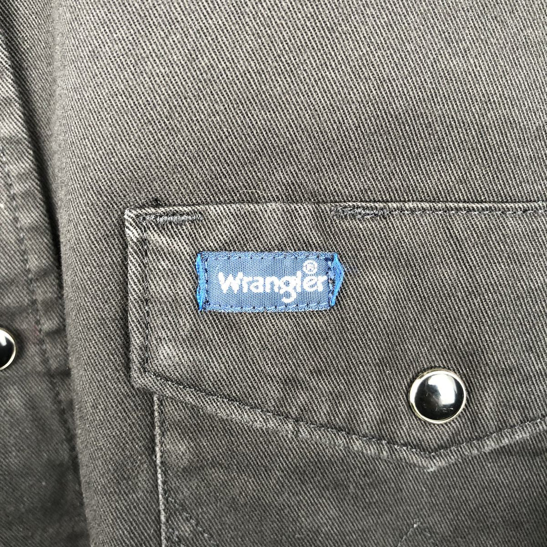 80s-90'S Wrangler Long-Sleeve Western Shirt, Men's Size M (Equivalent), Vintage cotton black type Vintage Second Hand