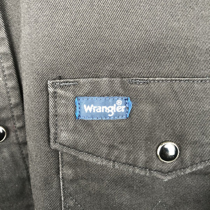 80s-90'S Wrangler Long-Sleeve Western Shirt, Men's Size M (Equivalent), Vintage cotton black type Vintage Second Hand