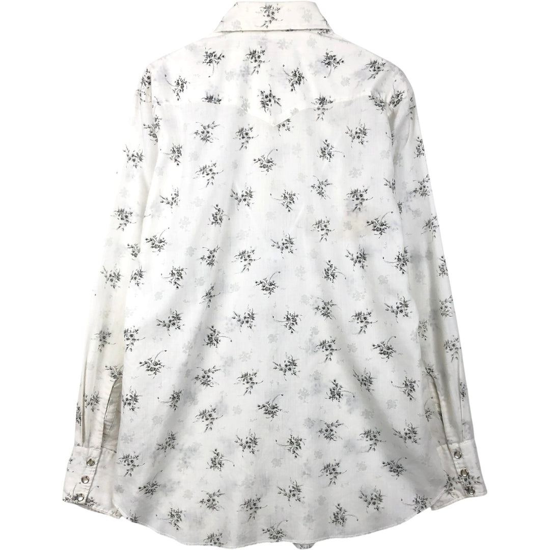 1970'S H BAR C Floral Print Long-Sleeve Western Shirt, Men's Size L (Equivalent), Vintage unclear white type Vintage Second Hand