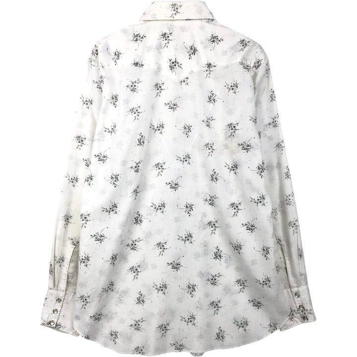 1970'S H BAR C Floral Print Long-Sleeve Western Shirt, Men's Size L (Equivalent), Vintage unclear white type Vintage Second Hand