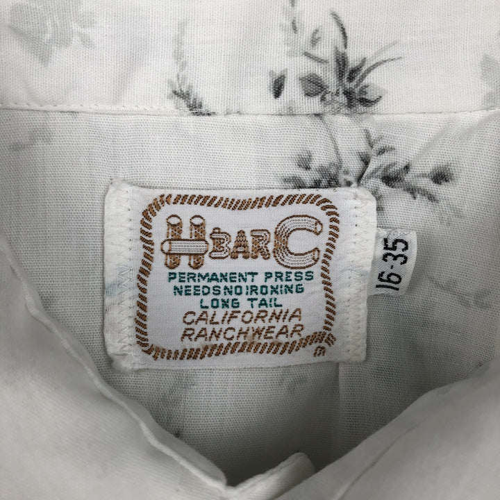 1970'S H BAR C Floral Print Long-Sleeve Western Shirt, Men's Size L (Equivalent), Vintage unclear white type Vintage Second Hand