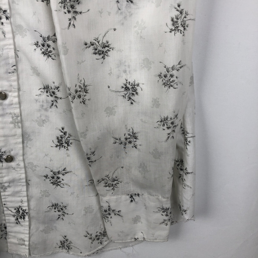 1970'S H BAR C Floral Print Long-Sleeve Western Shirt, Men's Size L (Equivalent), Vintage unclear white type Vintage Second Hand