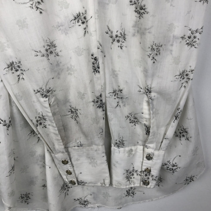 1970'S H BAR C Floral Print Long-Sleeve Western Shirt, Men's Size L (Equivalent), Vintage unclear white type Vintage Second Hand