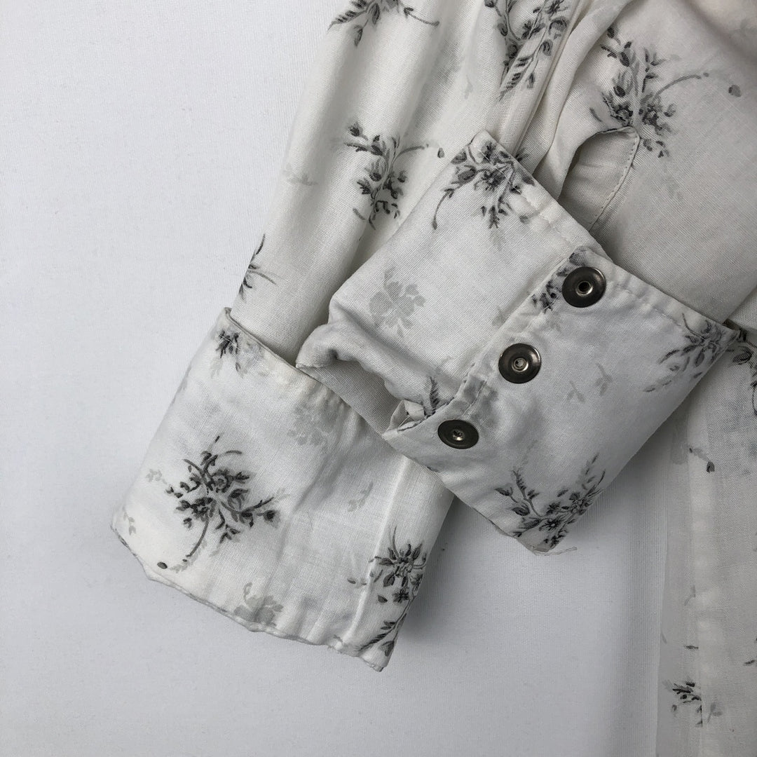 1970'S H BAR C Floral Print Long-Sleeve Western Shirt, Men's Size L (Equivalent), Vintage unclear white type Vintage Second Hand