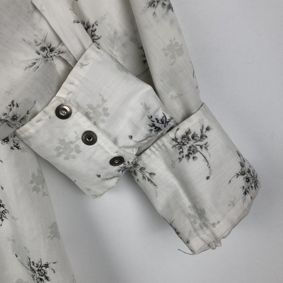 1970'S H BAR C Floral Print Long-Sleeve Western Shirt, Men's Size L (Equivalent), Vintage unclear white type Vintage Second Hand