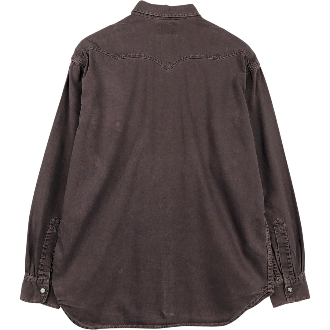 1990'S Levi's 60566-0529 Long-Sleeve Denim Western Shirt, Men's Size M (approx.), Vintage cotton brown type Vintage Second Hand