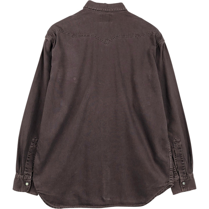 1990'S Levi's 60566-0529 Long-Sleeve Denim Western Shirt, Men's Size M (approx.), Vintage cotton brown type Vintage Second Hand