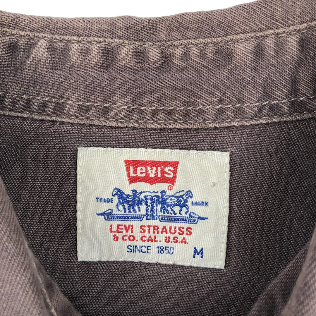 1990'S Levi's 60566-0529 Long-Sleeve Denim Western Shirt, Men's Size M (approx.), Vintage cotton brown type Vintage Second Hand