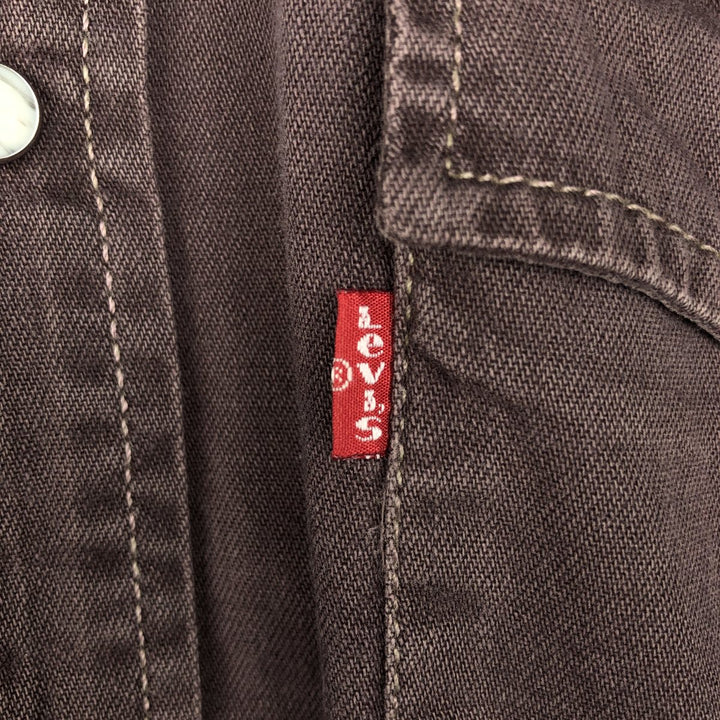 1990'S Levi's 60566-0529 Long-Sleeve Denim Western Shirt, Men's Size M (approx.), Vintage cotton brown type Vintage Second Hand