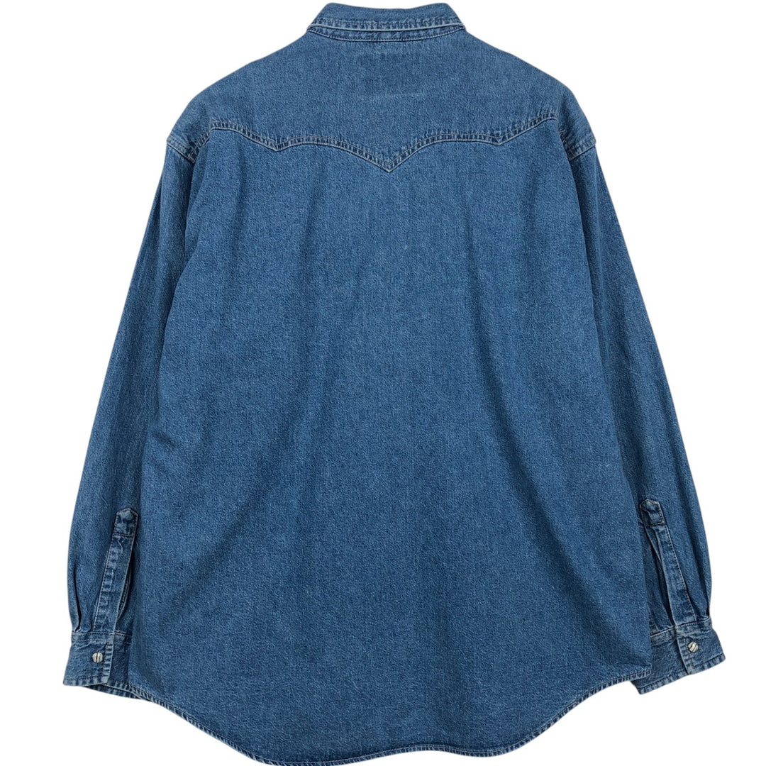 Levi's Long-Sleeve Denim Western Shirt, Men's Size L (approx.) cotton blue type Vintage Second Hand