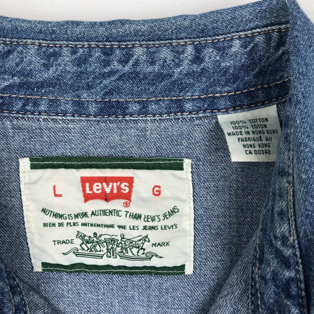 Levi's Long-Sleeve Denim Western Shirt, Men's Size L (approx.) cotton blue type Vintage Second Hand