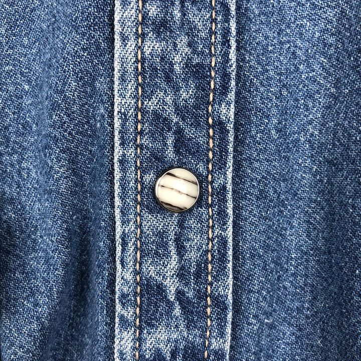Levi's Long-Sleeve Denim Western Shirt, Men's Size L (approx.) cotton blue type Vintage Second Hand