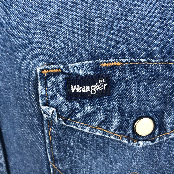 80s-90'S Wrangler Long-Sleeve Denim Western Shirt, Men's Size L (Equivalent), Vintage unclear blue type Vintage Second Hand
