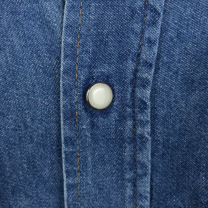 80s-90'S Wrangler Long-Sleeve Denim Western Shirt, Men's Size L (Equivalent), Vintage unclear blue type Vintage Second Hand