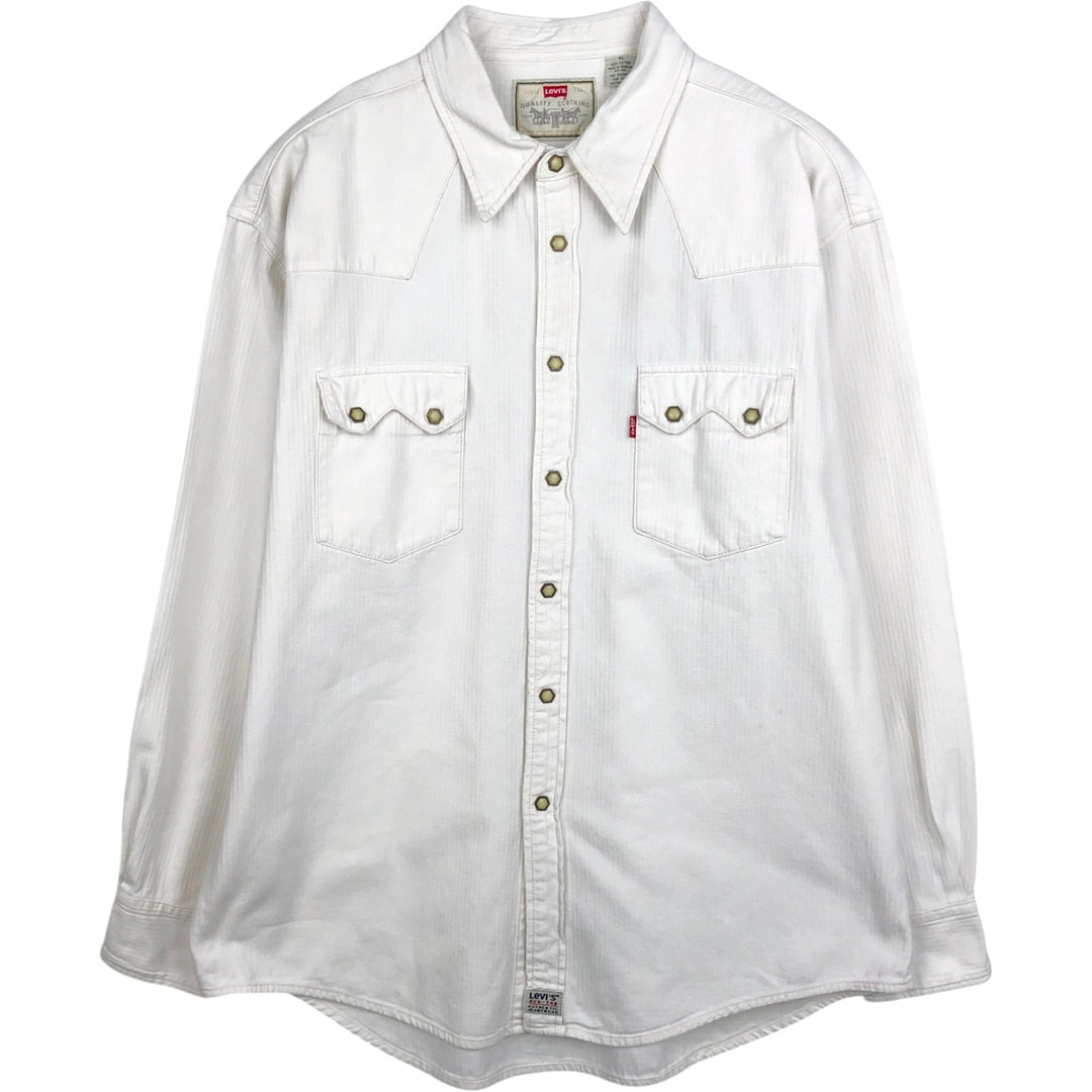 Levi's RED TAB Stripe Pattern Long-Sleeve Western Shirt, Men's Size XL (approx.) cotton white type Vintage Second Hand