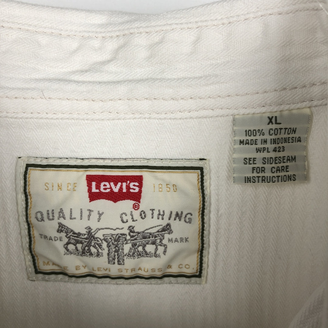 Levi's RED TAB Stripe Pattern Long-Sleeve Western Shirt, Men's Size XL (approx.) cotton white type Vintage Second Hand