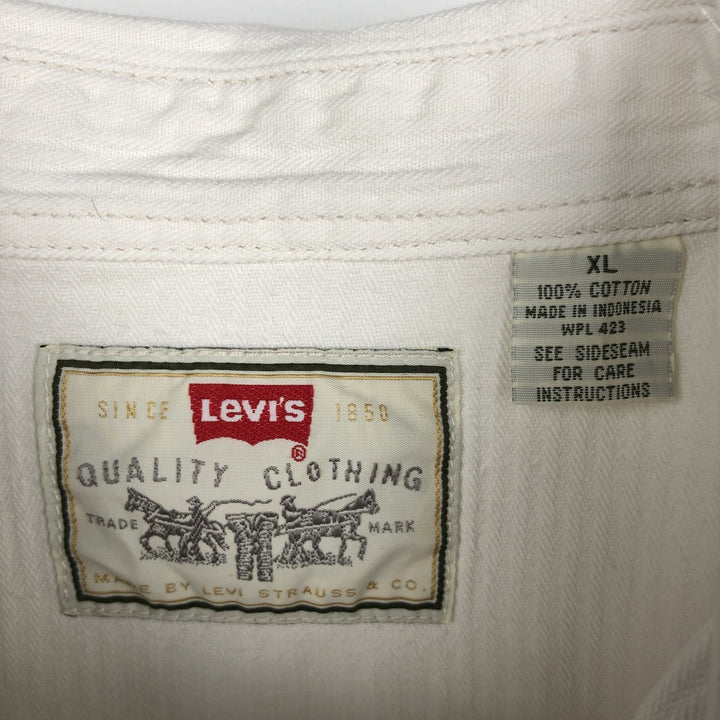Levi's RED TAB Stripe Pattern Long-Sleeve Western Shirt, Men's Size XL (approx.) cotton white type Vintage Second Hand