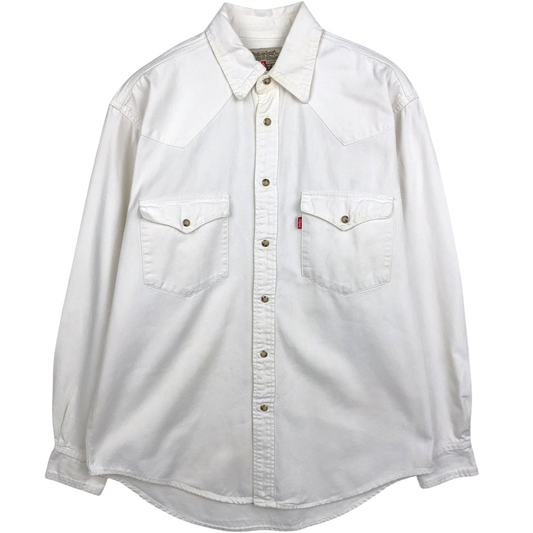 Levi's RED TAB Long-Sleeve Denim Western Shirt, Men's Size M (approx.) cotton white type Vintage Second Hand