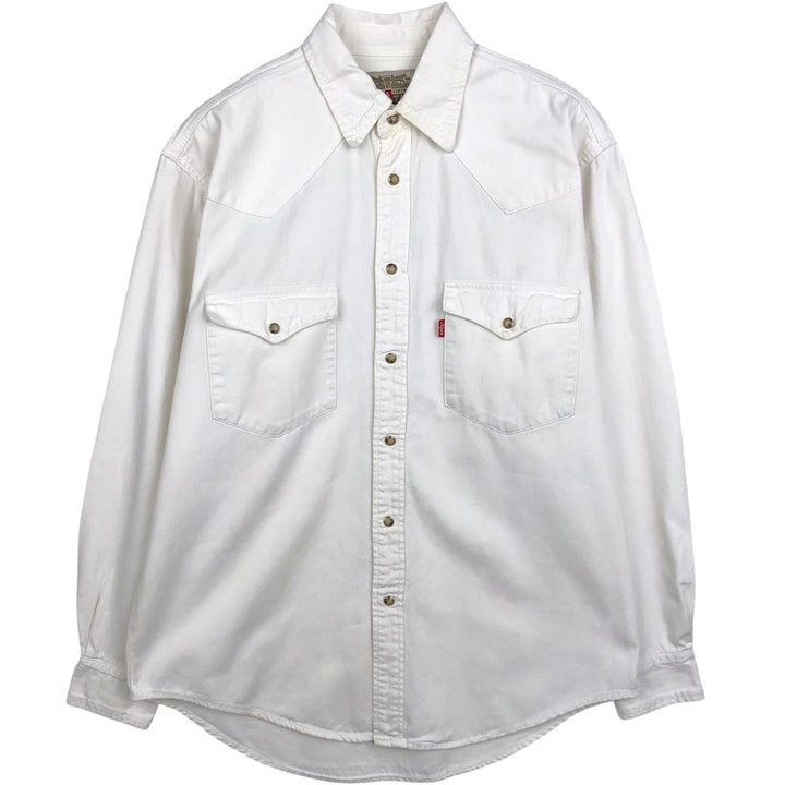 Levi's RED TAB Long-Sleeve Denim Western Shirt, Men's Size M (approx.) cotton white type Vintage Second Hand