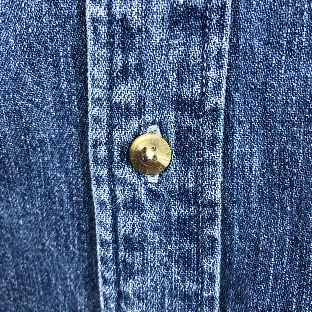 Eddie Bauer Men's Long Sleeve Button-Down Denim Shirt, Size L cotton blue type Vintage Second Hand