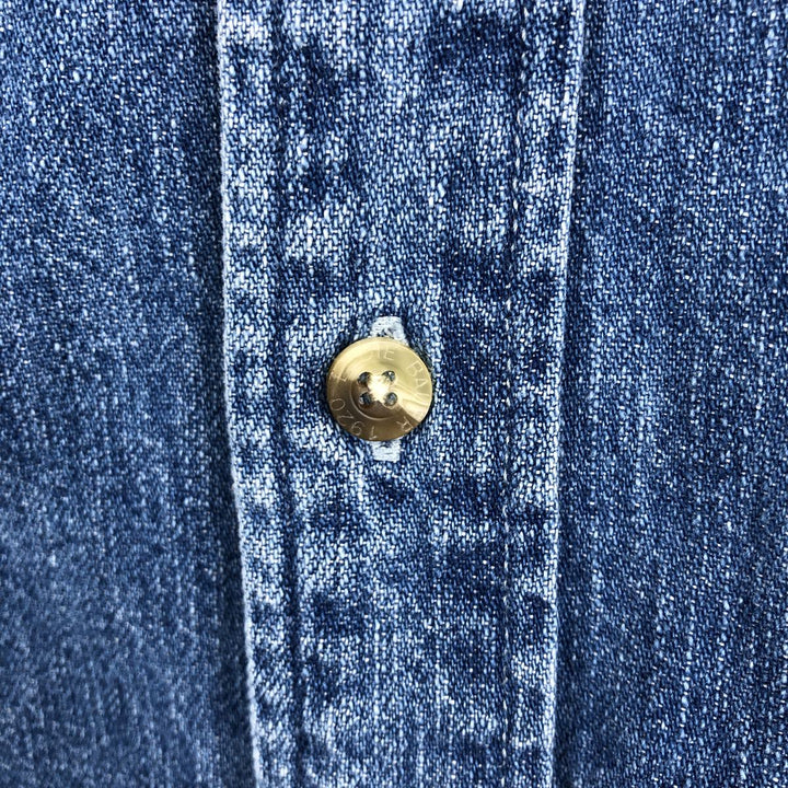 Eddie Bauer Men's Long Sleeve Button-Down Denim Shirt, Size L cotton blue type Vintage Second Hand