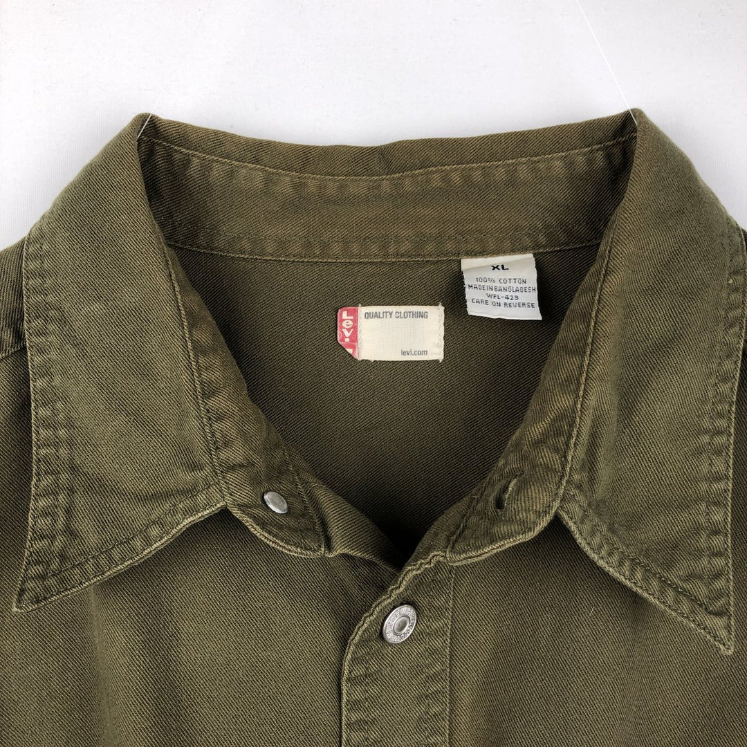 90s-00'S Levi's Long-Sleeve Denim Shirt, Men's XL (approx.), Regular Collar, Vintage cotton Khaki type Vintage Second Hand
