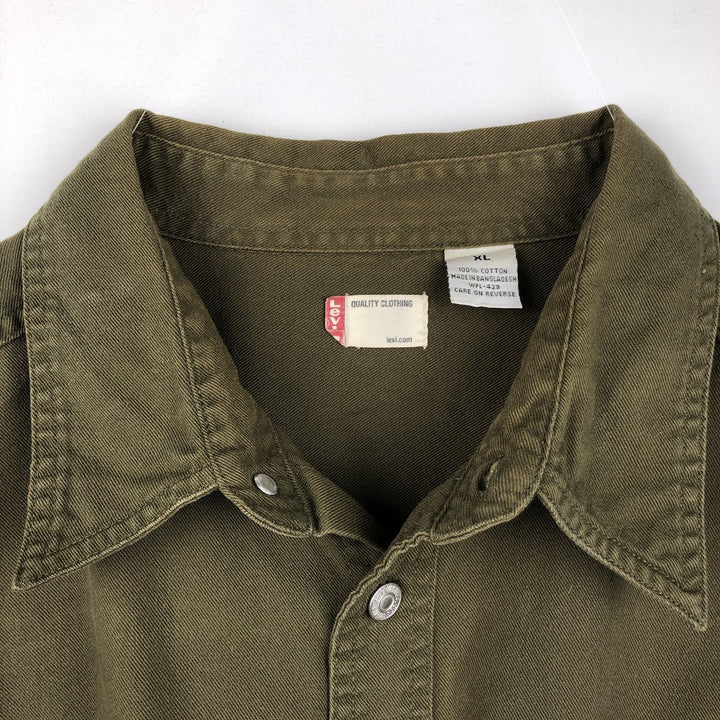 90s-00'S Levi's Long-Sleeve Denim Shirt, Men's XL (approx.), Regular Collar, Vintage cotton Khaki type Vintage Second Hand