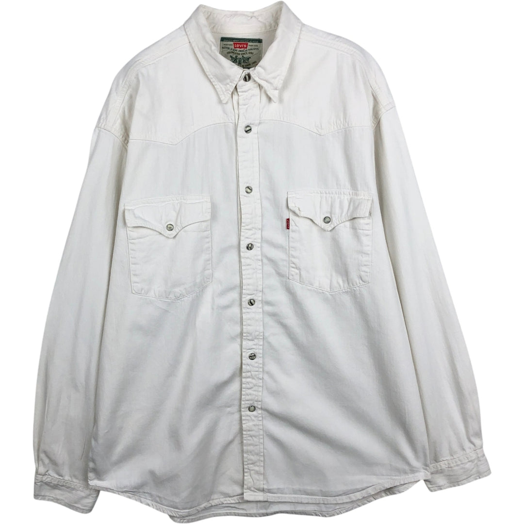 Levi's long-sleeved white denim western shirt, men's size XL. cotton white type Vintage Second Hand
