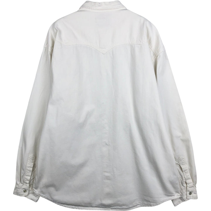 Levi's long-sleeved white denim western shirt, men's size XL. cotton white type Vintage Second Hand