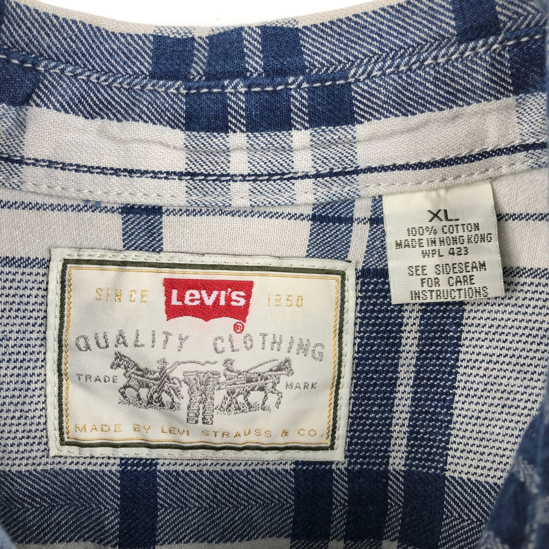 Levi's Check Pattern Men's XL (approx.) cotton navy blue type Vintage Second Hand