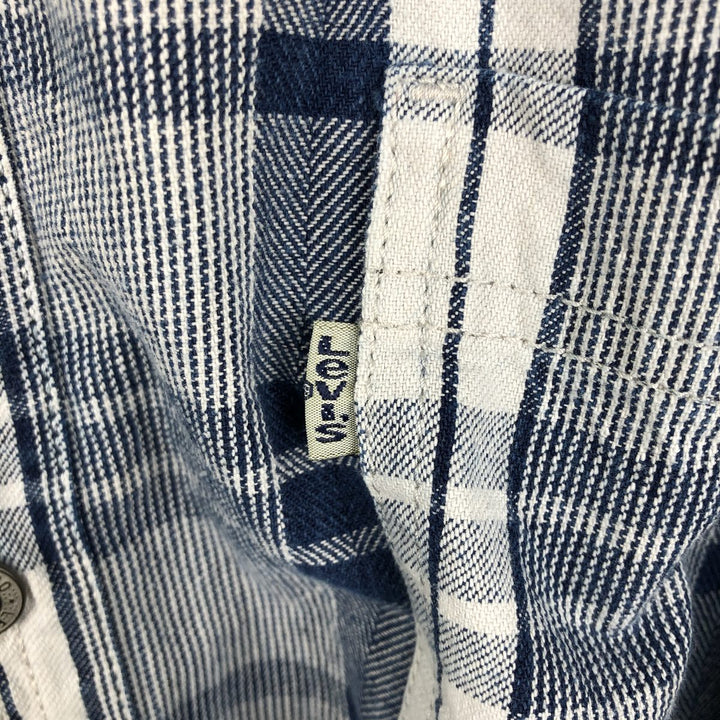 Levi's Check Pattern Men's XL (approx.) cotton navy blue type Vintage Second Hand