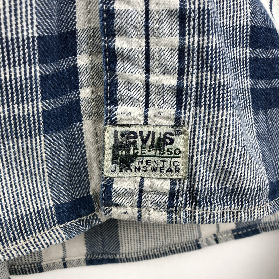 Levi's Check Pattern Men's XL (approx.) cotton navy blue type Vintage Second Hand