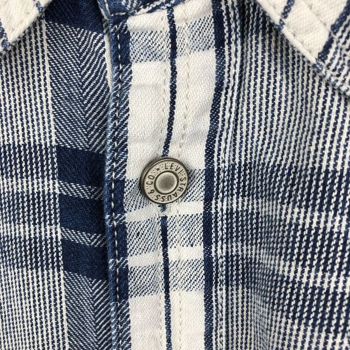 Levi's Check Pattern Men's XL (approx.) cotton navy blue type Vintage Second Hand