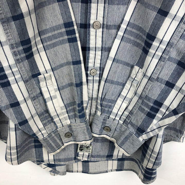 Levi's Check Pattern Men's XL (approx.) cotton navy blue type Vintage Second Hand