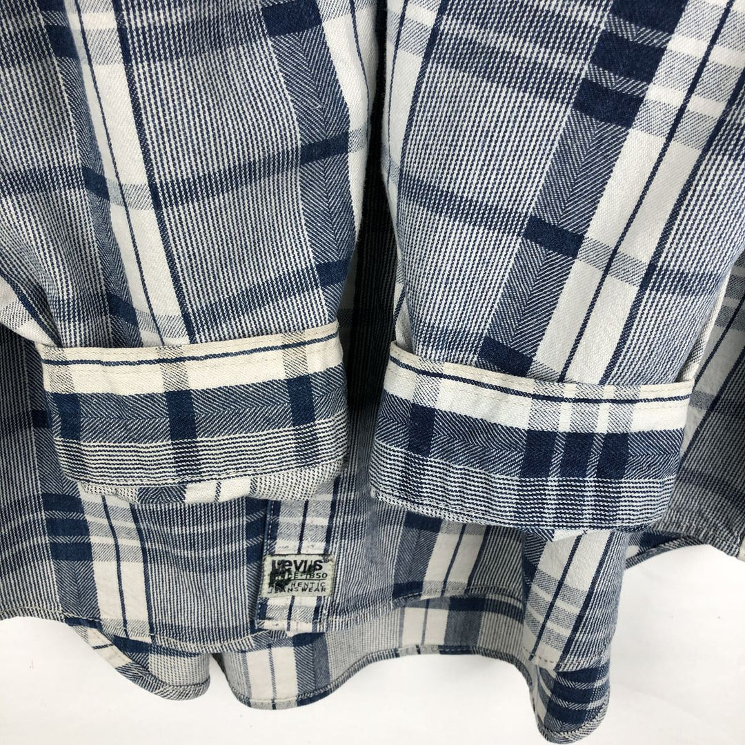 Levi's Check Pattern Men's XL (approx.) cotton navy blue type Vintage Second Hand